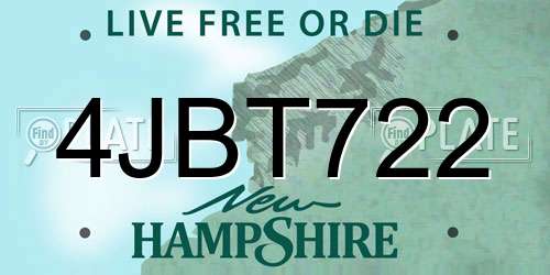 4JBT722 New Hampshire License Plate