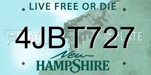 4JBT727 New Hampshire License Plate