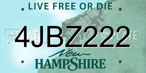 4JBZ222 New Hampshire License Plate