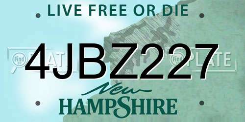 4JBZ227 New Hampshire License Plate