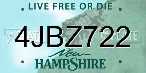 4JBZ722 New Hampshire License Plate