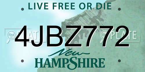 4JBZ772 New Hampshire License Plate
