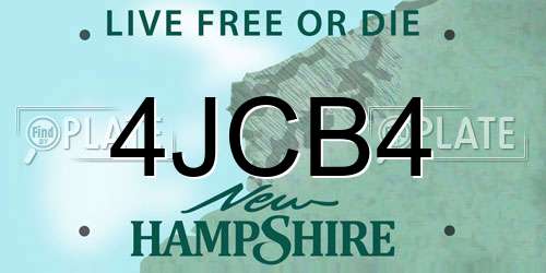 4JCB4 New Hampshire License Plate