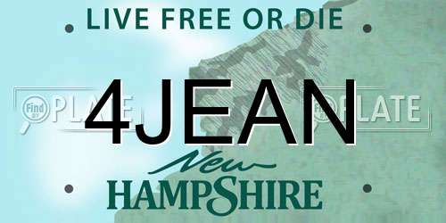 4JEAN New Hampshire License Plate