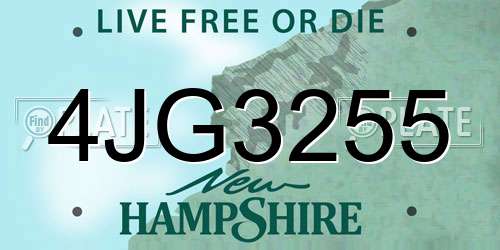 4JG3255 New Hampshire License Plate