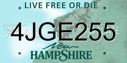 4JGE255 New Hampshire License Plate