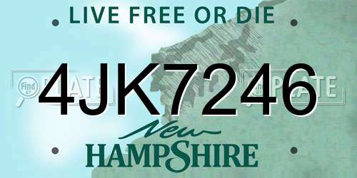 4JK7246 New Hampshire License Plate