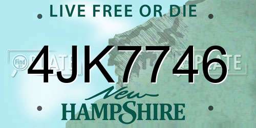 4JK7746 New Hampshire License Plate
