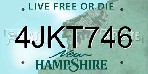 4JKT746 New Hampshire License Plate