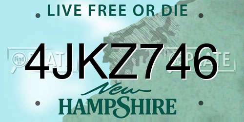 4JKZ746 New Hampshire License Plate