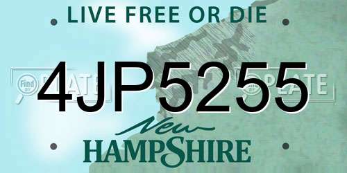 4JP5255 New Hampshire License Plate