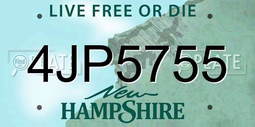 4JP5755 New Hampshire License Plate