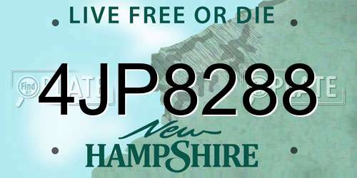 4JP8288 New Hampshire License Plate