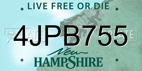 4JPB755 New Hampshire License Plate