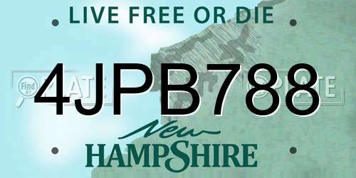 4JPB788 New Hampshire License Plate