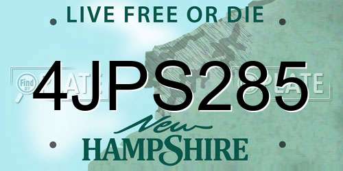 4JPS285 New Hampshire License Plate
