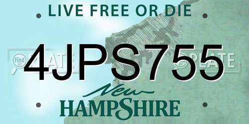 4JPS755 New Hampshire License Plate