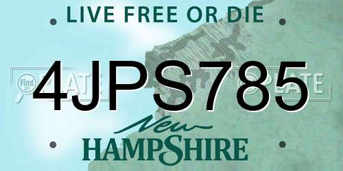 4JPS785 New Hampshire License Plate