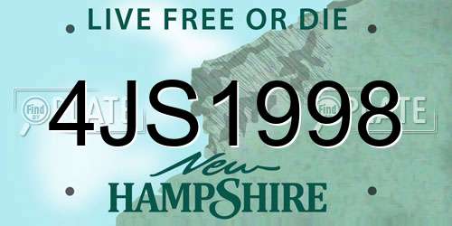 4JS1998 New Hampshire License Plate