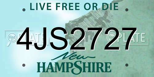 4JS2727 New Hampshire License Plate