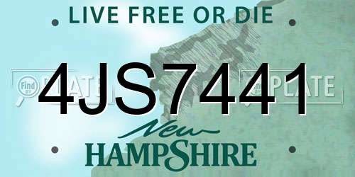 4JS7441 New Hampshire License Plate