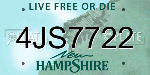 4JS7722 New Hampshire License Plate