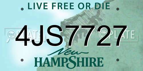 4JS7727 New Hampshire License Plate