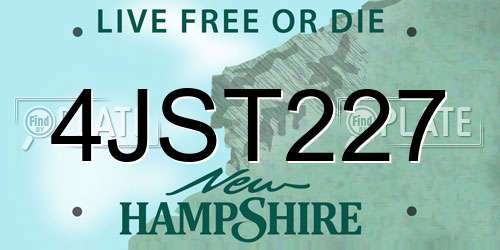 4JST227 New Hampshire License Plate