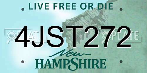 4JST272 New Hampshire License Plate
