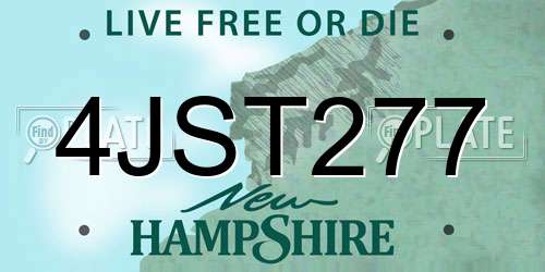 4JST277 New Hampshire License Plate