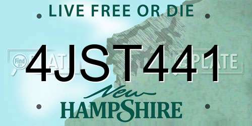 4JST441 New Hampshire License Plate