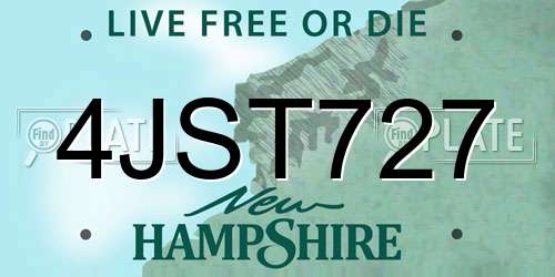 4JST727 New Hampshire License Plate