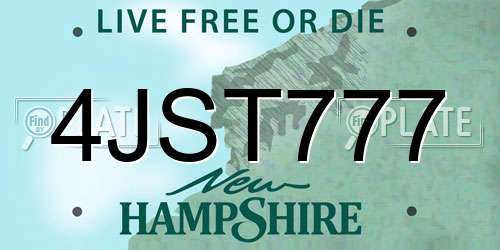 4JST777 New Hampshire License Plate