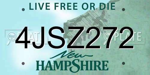 4JSZ272 New Hampshire License Plate