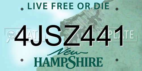 4JSZ441 New Hampshire License Plate