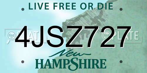 4JSZ727 New Hampshire License Plate