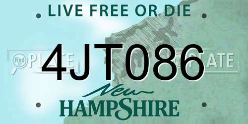 4JT086 New Hampshire License Plate
