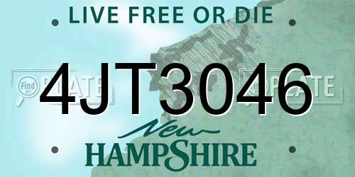 4JT3046 New Hampshire License Plate
