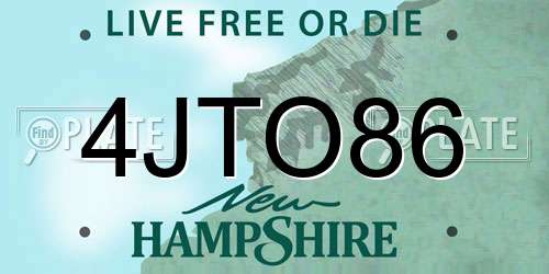 4JTO86 New Hampshire License Plate