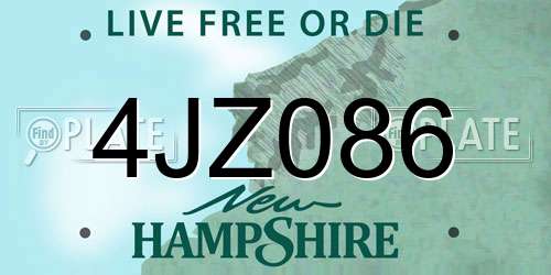 4JZ086 New Hampshire License Plate