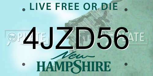 4JZD56 New Hampshire License Plate