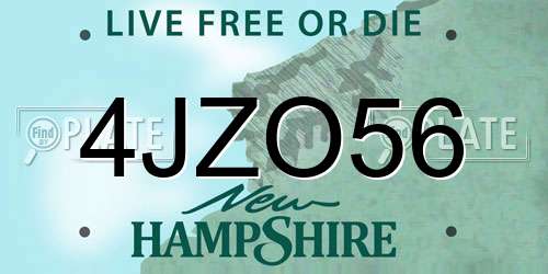 4JZO56 New Hampshire License Plate
