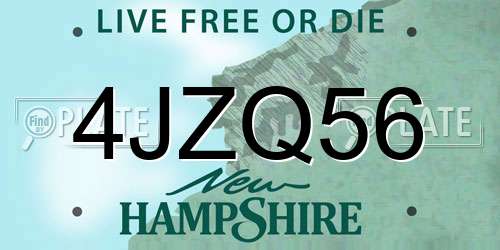 4JZQ56 New Hampshire License Plate