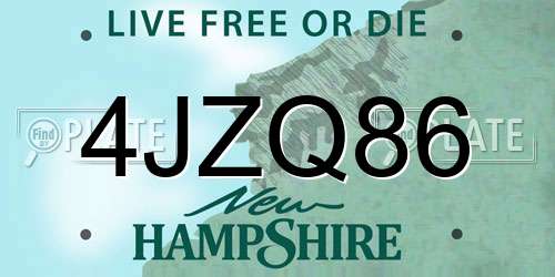 4JZQ86 New Hampshire License Plate