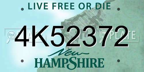 4K52372 New Hampshire License Plate