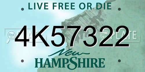 4K57322 New Hampshire License Plate