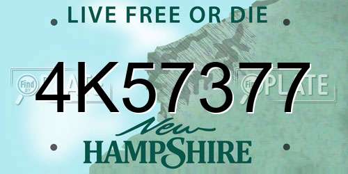 4K57377 New Hampshire License Plate