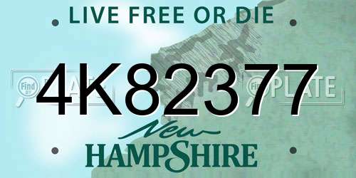4K82377 New Hampshire License Plate