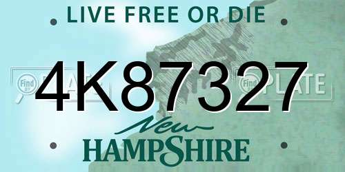 4K87327 New Hampshire License Plate