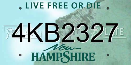 4KB2327 New Hampshire License Plate